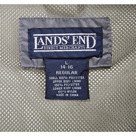 LANDS END Women's 14 16 Rain Wind Jacket Hooded Gore-Tex Olive Full Zip Bust 42" - Picture 3 of 8